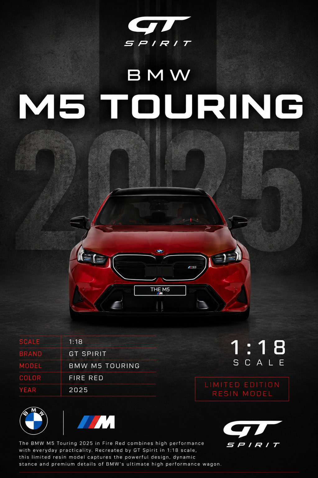 1:18 GT Spirit Bmw M5 Touring Fire Red 2025
