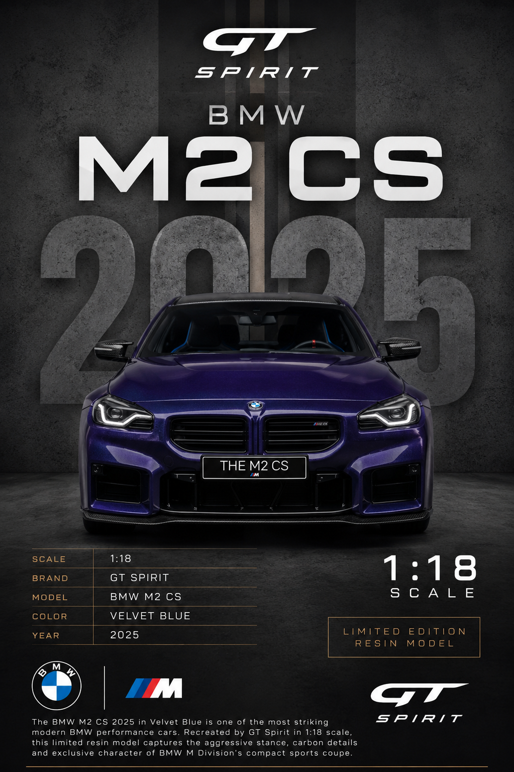 1:18 GT Spirit BMW M2 CS VELVET BLUE 2025